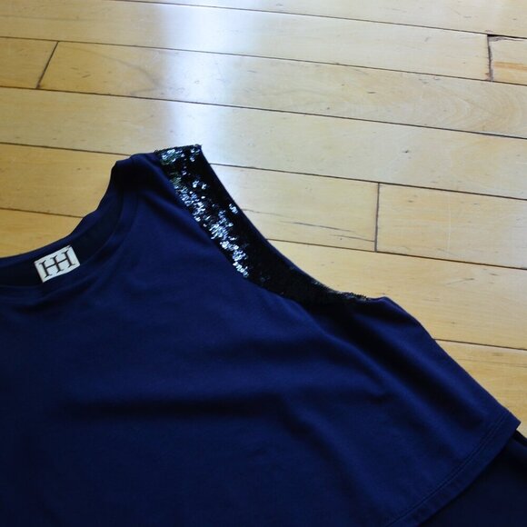 Haute Hippie Tunic Top Blue Sleeveless Sequin Accents Layered Silk Blend Size S - Picture 3 of 12